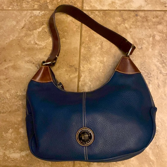 Blue handbag and tan wallet. Great condition. Wallet has coin zipped pocket. - Picture 2 of 5